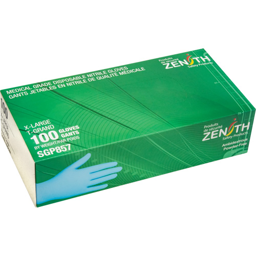 Gants jetables de calibre m&eacute;dical r&eacute;sistants &agrave; la perforation, T-Grand, Nitrile, 3,5 mils, Sans poudre, Bleu, Classe 2 Les Distributions ICE