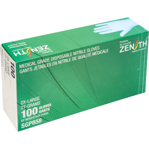 Gants jetables de calibre m&eacute;dical r&eacute;sistants &agrave; la perforation, 2T-Grand, Nitrile, 3,5 mils, Sans poudre, Bleu, Classe 2 Les Distributions ICE