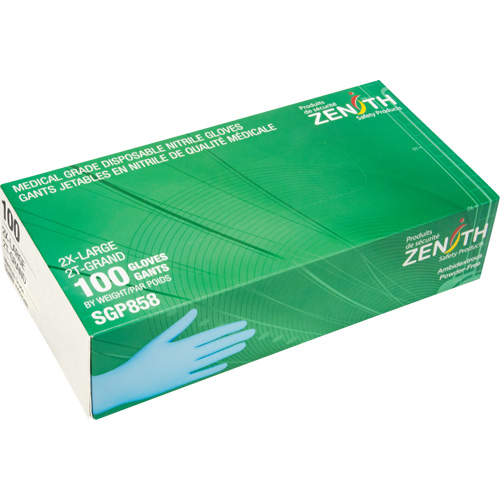 Gants jetables de calibre m&eacute;dical r&eacute;sistants &agrave; la perforation, 2T-Grand, Nitrile, 3,5 mils, Sans poudre, Bleu, Classe 2 Les Distributions ICE
