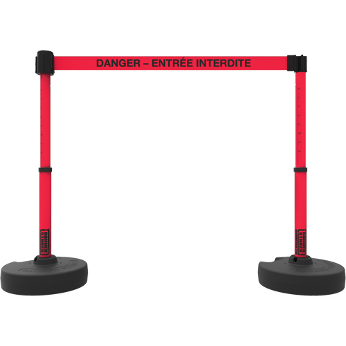 Ensemble de montants pour barri&egrave;re Plus, Plastique, 42" h, Ruban Rouge, Longueur du ruban 15' Les Distributions ICE