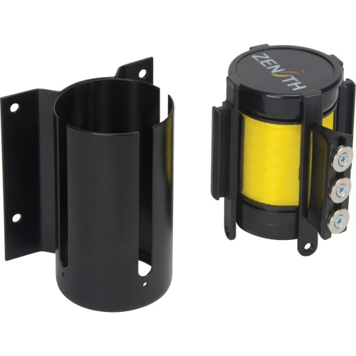 Wall Mount Barrier with Magnetic Tape, Steel, Screw Mount, 12', Yellow Tape Les Distributions ICE
