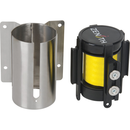 Wall Mount Barrier with Magnetic Tape, Steel, Screw Mount, 7', Yellow Tape Les Distributions ICE
