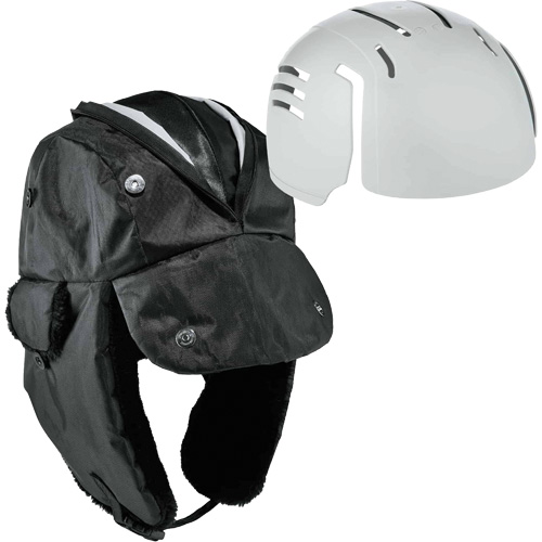 Chapeau de trappeur avec fermeture &agrave; glissi&egrave;re et casque antichoc &agrave; ins&eacute;rer N-Ferno, Doublure en Polyur&eacute;thane/Satin, Moyen/Petit, Noir Les Distributions ICE