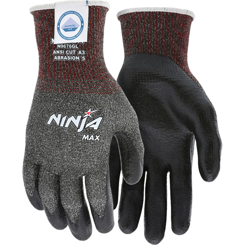 Ninja&reg; Max Cut Resistant Gloves, Size Large, 10 Gauge, Bi-Polymer Coated, Dyneema&reg; Shell, ASTM ANSI Level A3 Les Distributions ICE