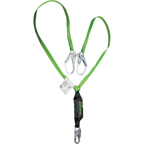 Miller&reg; HP Shock-Absorbing Lanyard, 6', Locking Rebar Hook Center, Locking Snap Hook Leg Ends, Polyester Les Distributions ICE