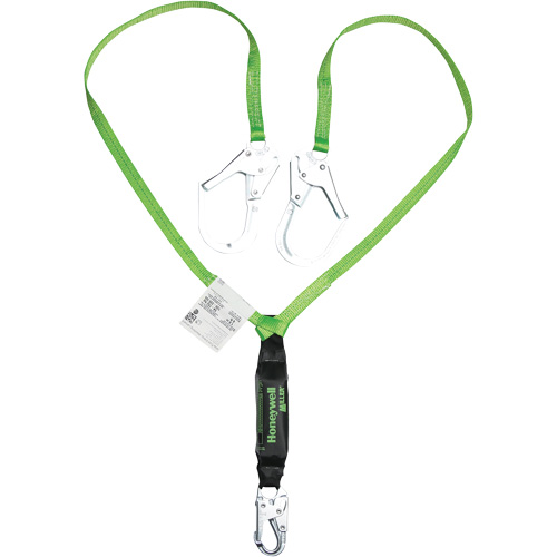 Miller&reg; HP Shock-Absorbing Lanyard, 6', Scaffold Hook Center, Locking Snap Hook Leg Ends, Polyester Les Distributions ICE