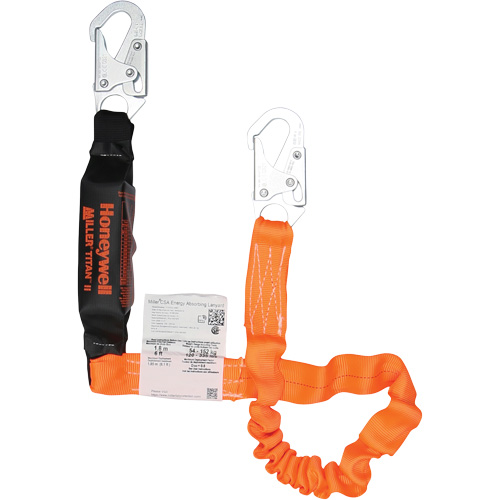 Titan Energy-Absorbing Lanyard, 6', Locking Snap Hook Center, Locking Snap Hook Leg Ends, Polyester Les Distributions ICE