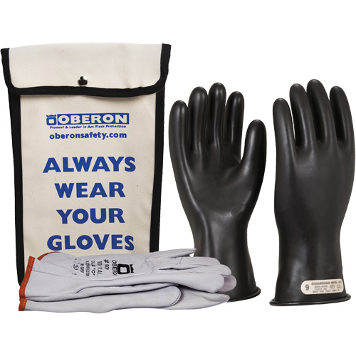 Ensemble de gants en caoutchouc pour l'&eacute;lectricit&eacute; de classe 0, 10, 11" lo, 20 cal/cm², NFPA 70E Les Distributions ICE