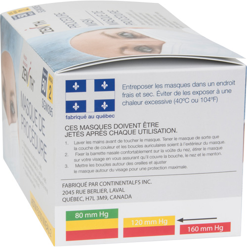 Masques d'intervention jetables, ASTM F2100 Niveau 2, Classe 1 Les Distributions ICE