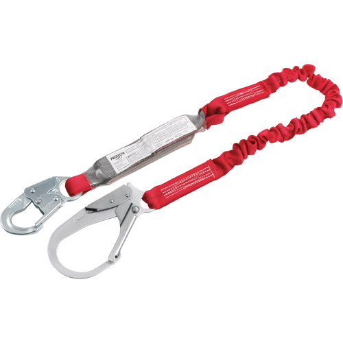 Pro Elastic Shock-Absorbing Lanyard, 6', Rebar Hook Center, Snap Hook Leg Ends, Polyester Les Distributions ICE