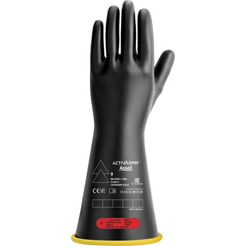 Natural Rubber Electrical Insulating Gloves, ASTM Class 0, Size 7, 14" L Les Distributions ICE