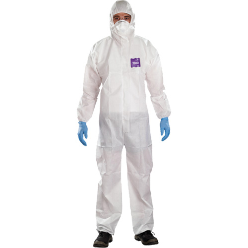 AlphaTec Microchem&reg; 3-Piece Chemical Resistant Coveralls with Hood, 2X-Large, White Les Distributions ICE