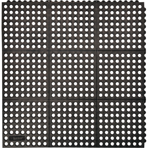 Tapis antifatigue &agrave; imbrication Cushion-Ease 550, &agrave; fentes, 3' x 3' x 3/4", Noir, Caoutchouc Les Distributions ICE