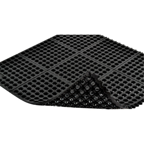 Tapis antifatigue &agrave; imbrication Cushion-Ease 550, &agrave; fentes, 3' x 3' x 3/4", Noir, Caoutchouc Les Distributions ICE