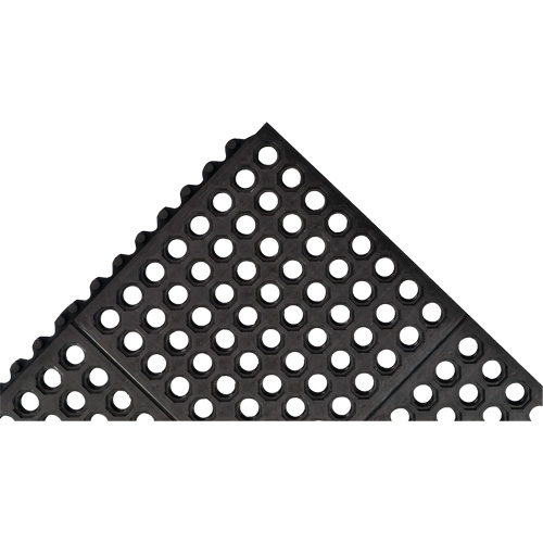 Tapis antifatigue &agrave; imbrication Cushion-Ease 550, &agrave; fentes, 3' x 3' x 3/4", Noir, Caoutchouc Les Distributions ICE