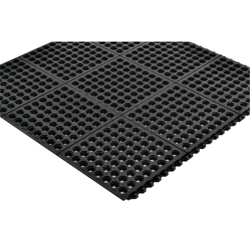 Tapis antifatigue &agrave; imbrication Cushion-Ease 550, &agrave; fentes, 3' x 3' x 3/4", Noir, Caoutchouc Les Distributions ICE