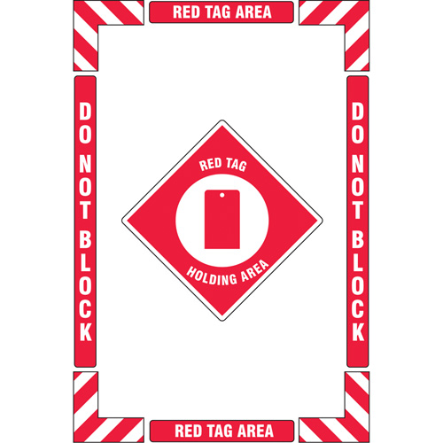 Trousse de marquage du sol ?Red Tag Holding Area? (zone de stockage des &eacute;tiquettes rouges), Adh&eacute;sif, Anglais avec pictogramme Les Distributions ICE