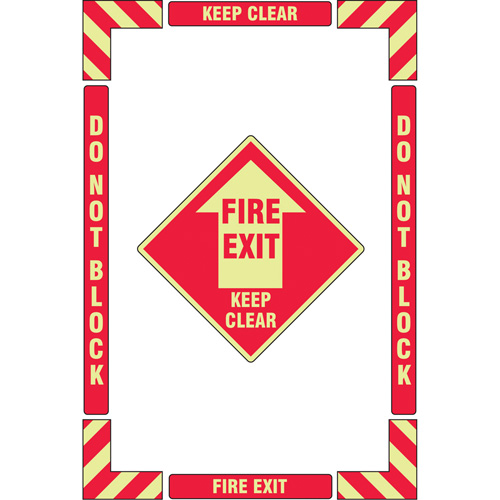 "Fire Exit" Floor Marking Kit, Adhesive, English with Pictogram Les Distributions ICE