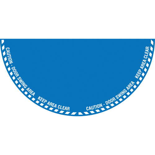 Signalisation au sol ?Caution? (attention) pour porte battante en demi-cercle, Adh&eacute;sif, Anglais avec pictogramme Les Distributions ICE