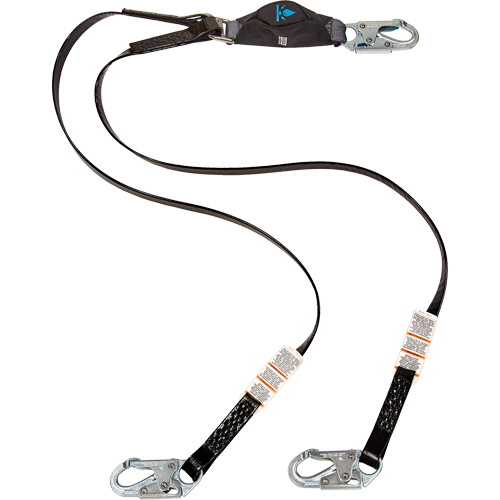Anti-Corrosion Energy Absorbing Lanyard, 6', Snap Hook Center, Snap Hook Leg Ends, Polyester Les Distributions ICE
