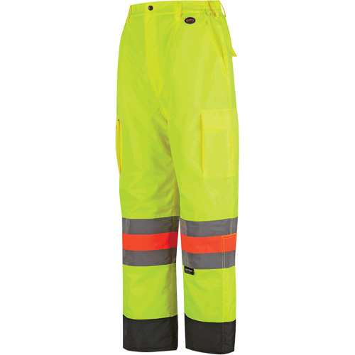 6041 Pantalon de contr&ocirc;le de la circulation pour l'hiver qu&eacute;b&eacute;cois, Polyester, T-petit, Jaune lime haute visibilit&eacute; Les Distributions ICE