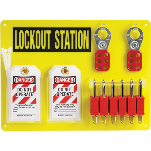 Tableau de cadenassage et &eacute;tiquetage avec cadenas de s&eacute;curit&eacute; en nylon utilisant des cl&eacute;s diff&eacute;rentes, Cadenas Plastique, Capacit&eacute; de 6, Cadenas Compris Les Distributions ICE