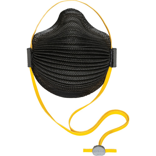 Masques jetables AirWave de la s&eacute;rie M noirs avec SmartStrap et bride compl&egrave;te en mousse, N95, Certifi&eacute; NIOSH, Petit Les Distributions ICE