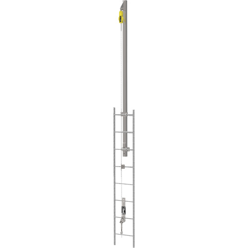 Ensemble de c&acirc;bles de s&eacute;curit&eacute; pour &eacute;chelle verticale Latchways avec avec potence de rallonge pour &eacute;chelle verticale SRL, Acier inoxydable Les Distributions ICE