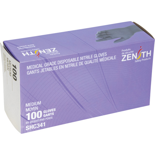 Medical Grade Disposable Gloves, Medium, Nitrile, 6-mil, Powder-Free, Black, Class 2 Les Distributions ICE