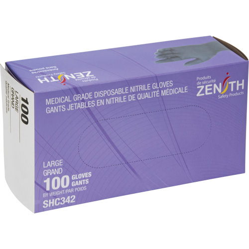 Gants jetables de calibre m&eacute;dical, Grand, Nitrile, 6 mils, Sans poudre, Noir, Classe 2 Les Distributions ICE