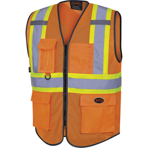 6960 Front Mesh Safety Vest, High Visibility Orange, Medium, Polyester Les Distributions ICE