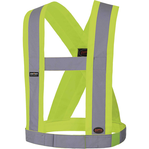 5492 Bretelles de s&eacute;curit&eacute; r&eacute;glable de 4" de large, R&eacute;pond ou surpasse la norme CSA Z96 classe 2 - niveau 2, Jaune lime haute visibilit&eacute;, Couleur r&eacute;fl&eacute;chissante Argent, Taille unique Les Distributions ICE