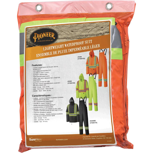 5598 Combinaison de pluie imperm&eacute;able et l&eacute;g&egrave;re, Polyester/PVC, Petit, Orange haute visibilit&eacute; Les Distributions ICE