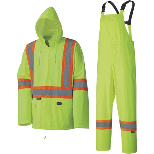 5599 Combinaison de pluie imperm&eacute;able et l&eacute;g&egrave;re, Polyester/PVC, T-petit, Jaune lime haute visibilit&eacute; Les Distributions ICE