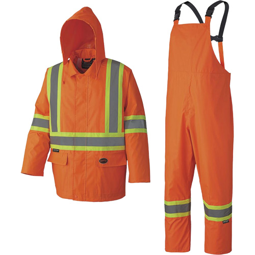 5608 Combinaison de pluie imperm&eacute;able 210D, Polyester/PVC, Petit, Orange haute visibilit&eacute; Les Distributions ICE