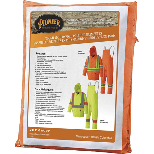 5608 Combinaison de pluie imperm&eacute;able 210D, Polyester/PVC, Petit, Orange haute visibilit&eacute; Les Distributions ICE