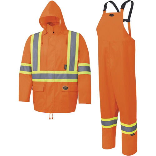 5618 Combinaison de pluie 150D, Polyester/Polyur&eacute;thane, Petit, Orange haute visibilit&eacute; Les Distributions ICE