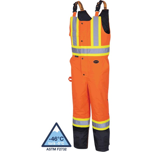 5040BB Salopettes matelass&eacute;es imperm&eacute;ables, Polyester, T-petit, Noir/Orange haute visibilit&eacute; Les Distributions ICE