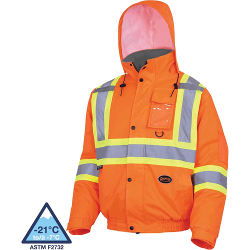 5032 Veste aviateur de s&eacute;curit&eacute; imperm&eacute;able et matelass&eacute;e pour l'hiver, Polyester, Orange haute visibilit&eacute;, Petit Les Distributions ICE