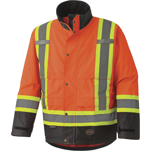 5400 Veste de s&eacute;curit&eacute; imperm&eacute;able 300D Trilobal antid&eacute;chirure, Polyester, Noir/Orange haute visibilit&eacute;, 2T-Grand Les Distributions ICE