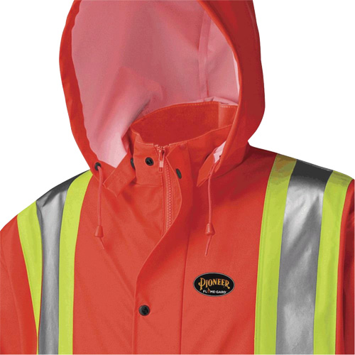 5896 Flame Resistant Waterproof Long Coat, Small, High Visibility Orange Les Distributions ICE