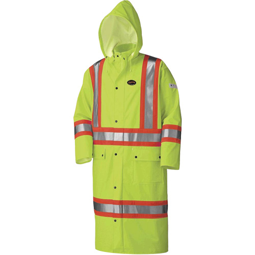 5897 Flame Resistant Waterproof Long Coat, Large, High Visibility Lime-Yellow Les Distributions ICE