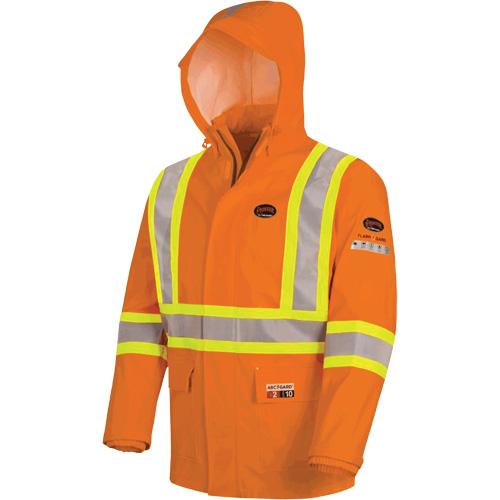 5880 Manteau de pluie ignifuge et protection contre les &eacute;clats d'arc &eacute;lectrique, T-petit, Orange haute visibilit&eacute;, 10 cal/cm² Les Distributions ICE