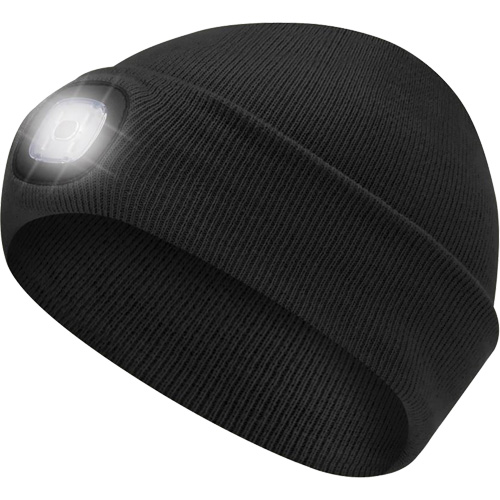 5678 Knit Toque with LED Headlight, Fleece Lining, One Size, Black Les Distributions ICE