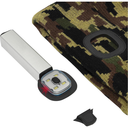 5677 Knit Toque with LED Headlight, Fleece Lining, One Size, Camo Les Distributions ICE