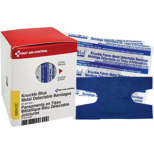 Pansements bleus d&eacute;tectables par d&eacute;tecteurs de m&eacute;taux pour jointures, Jointures, Tissu d&eacute;tectable, St&eacute;rile Les Distributions ICE