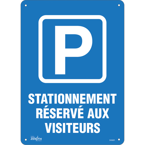 "Stationnement r&eacute;serv&eacute; aux visiteurs" Sign, 10" x 14", Plastic, French with Pictogram Les Distributions ICE