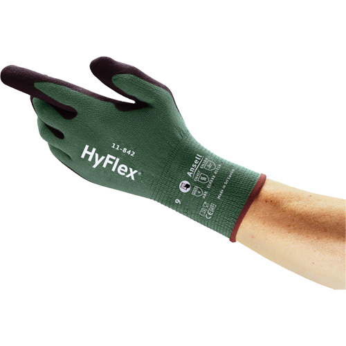 Gants polyvalents &eacute;coresponsables HyFlex 11-842, 5, R&ecirc;vetement Mousse de nitrile, Calibre 15, Enveloppe en Nylon Les Distributions ICE