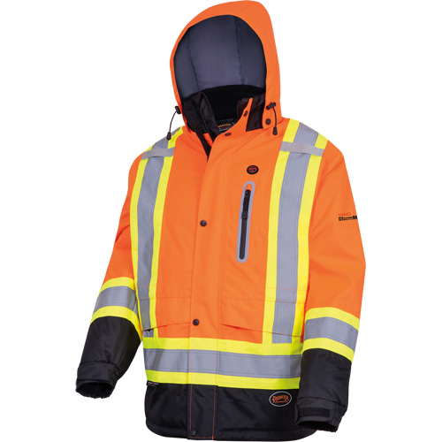 5407 Waterproof Insulated Heated Safety Jacket, Men's, Small, High-Visibility Orange Les Distributions ICE