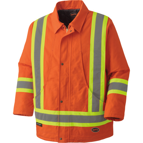 5537A Quilted Duck Safety Parka, High Visibility Orange, Small Les Distributions ICE
